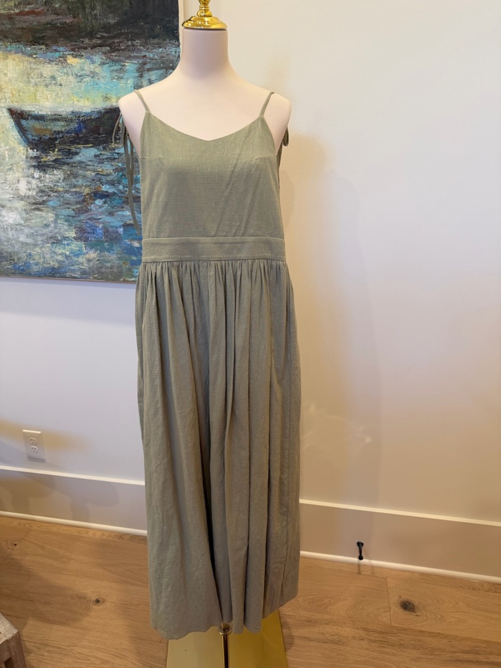 Commense Sage Green Spaghetti-Strap Maxi Dress